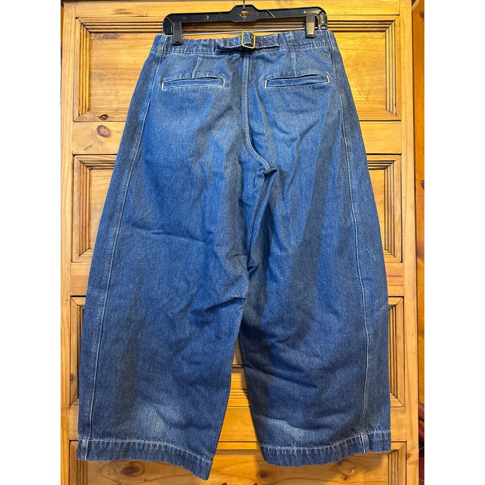 Pilcro Wide-Leg Flare Jeans in Dark Blue Denim - Picture 3 of 8